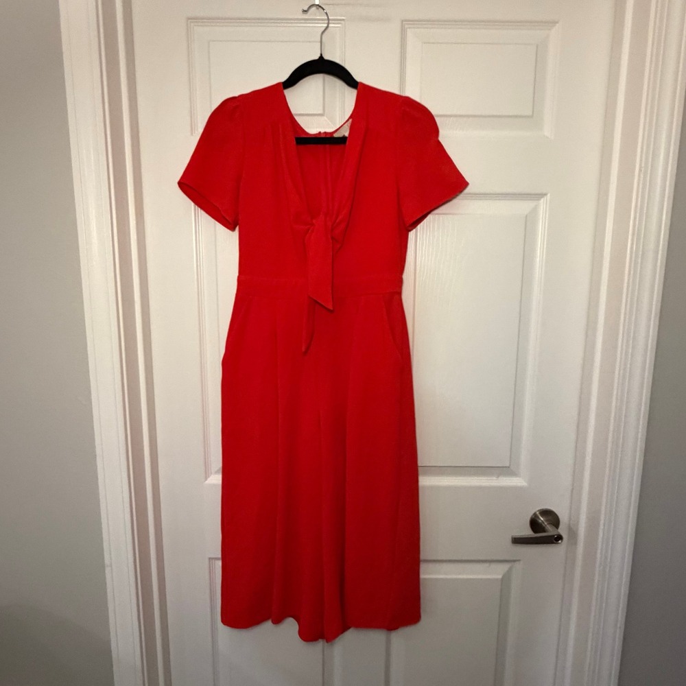 Giani Bini Jumpsuit Red Small Tie Front Wide Leg Wedding Guest Summer Casual